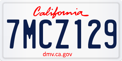 CA license plate 7MCZ129