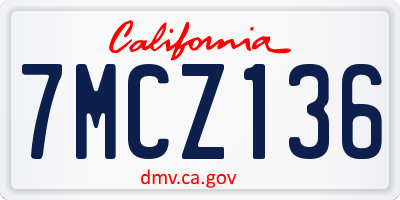 CA license plate 7MCZ136