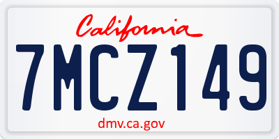 CA license plate 7MCZ149