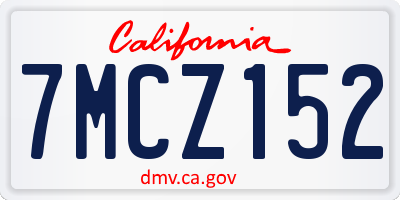 CA license plate 7MCZ152