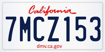 CA license plate 7MCZ153