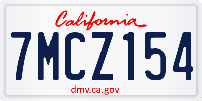 CA license plate 7MCZ154