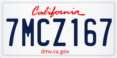CA license plate 7MCZ167