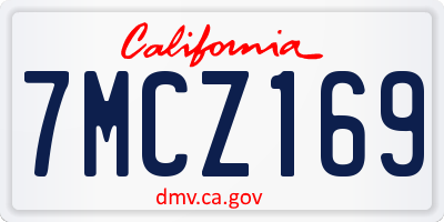 CA license plate 7MCZ169
