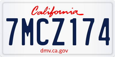 CA license plate 7MCZ174