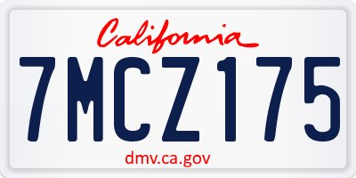CA license plate 7MCZ175