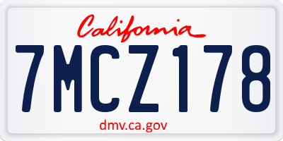 CA license plate 7MCZ178