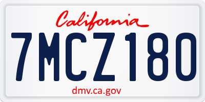 CA license plate 7MCZ180