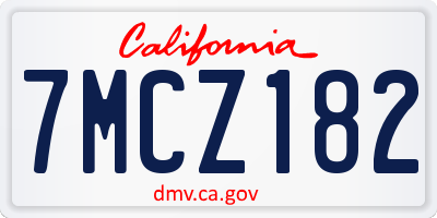 CA license plate 7MCZ182