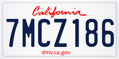 CA license plate 7MCZ186