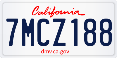 CA license plate 7MCZ188