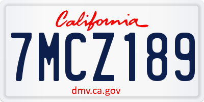 CA license plate 7MCZ189