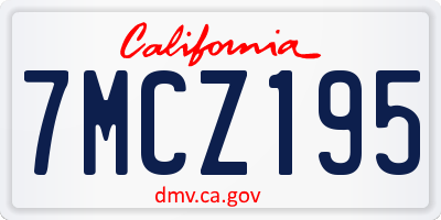 CA license plate 7MCZ195