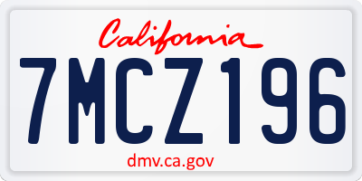 CA license plate 7MCZ196