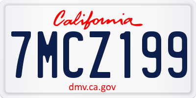CA license plate 7MCZ199
