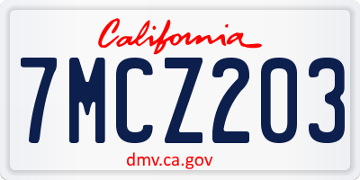 CA license plate 7MCZ203