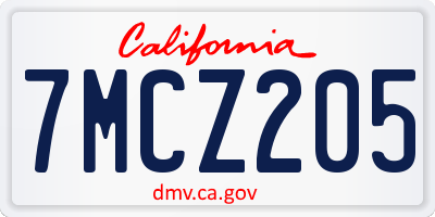 CA license plate 7MCZ205