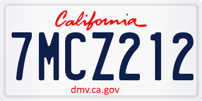 CA license plate 7MCZ212