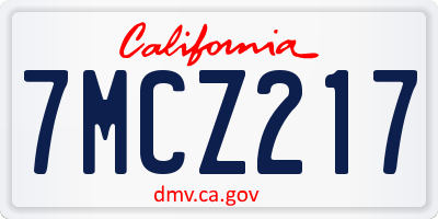 CA license plate 7MCZ217