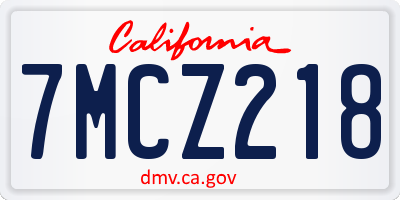 CA license plate 7MCZ218