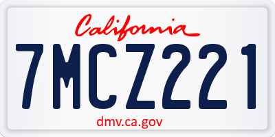 CA license plate 7MCZ221