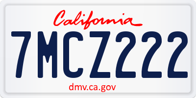 CA license plate 7MCZ222