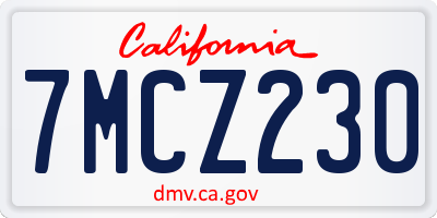 CA license plate 7MCZ230