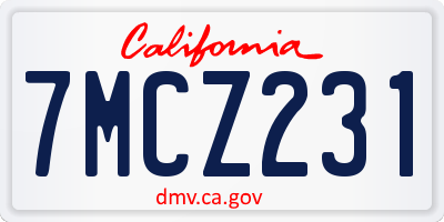 CA license plate 7MCZ231