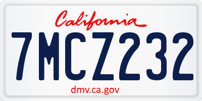 CA license plate 7MCZ232