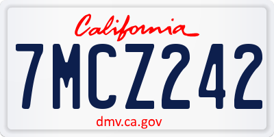 CA license plate 7MCZ242
