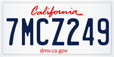 CA license plate 7MCZ249