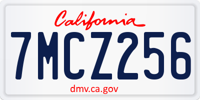 CA license plate 7MCZ256