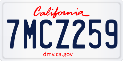CA license plate 7MCZ259
