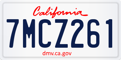 CA license plate 7MCZ261