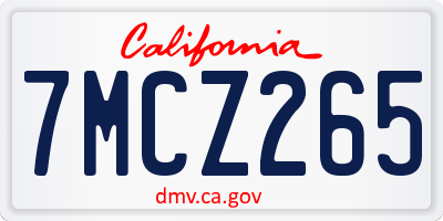 CA license plate 7MCZ265