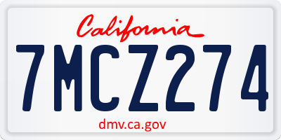 CA license plate 7MCZ274