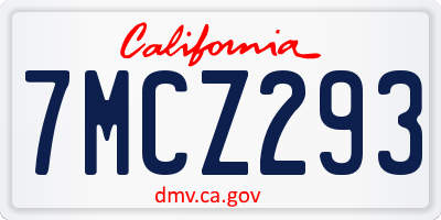 CA license plate 7MCZ293
