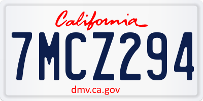 CA license plate 7MCZ294