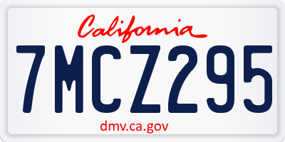 CA license plate 7MCZ295