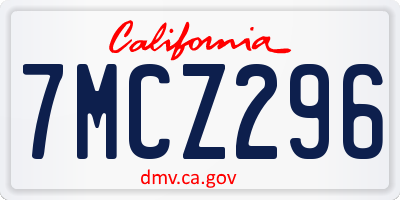 CA license plate 7MCZ296