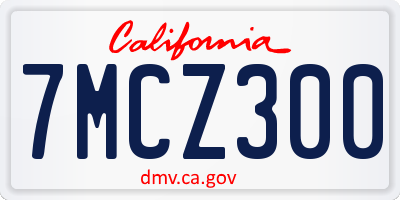 CA license plate 7MCZ300