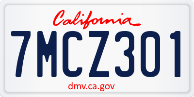 CA license plate 7MCZ301
