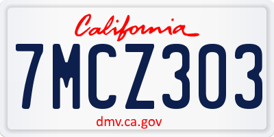 CA license plate 7MCZ303