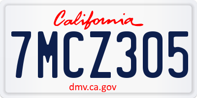 CA license plate 7MCZ305