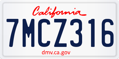 CA license plate 7MCZ316