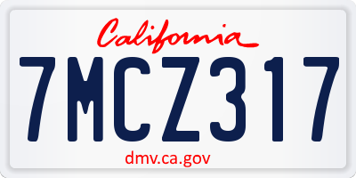 CA license plate 7MCZ317