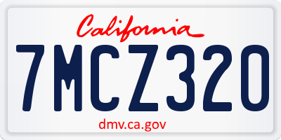 CA license plate 7MCZ320