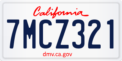 CA license plate 7MCZ321