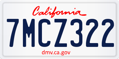 CA license plate 7MCZ322