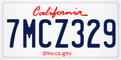 CA license plate 7MCZ329